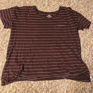 maroon and white stripe shirt